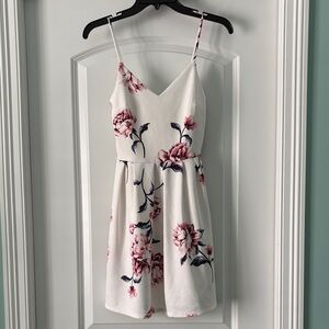 Monteau White and Pink Floral Mini Dress